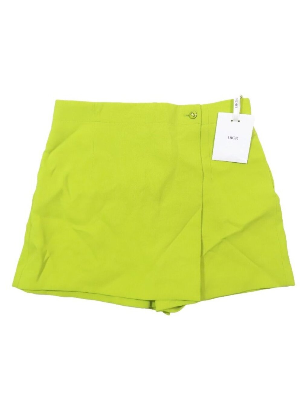 Dior High Waist Shorts Wrap Pants CD Logo Button 40 Light Green
